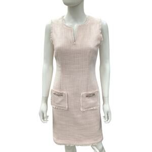 Karl Lagerfeld Dress Women’s Size 2 Boucle Sleeveless Sheath Pockets Light Pink
